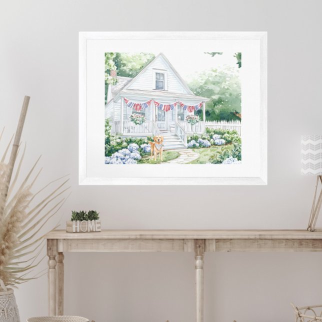 Poster Algodão Patriótico da Americana de Aquarela (Criador carregado)