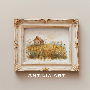 Poster Algodão Russo de Pintura de Prados de Flores Selva