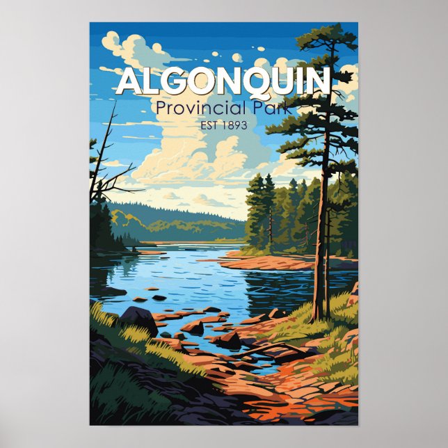Poster Algonquin Provincial Park Viagem Art Vintage (Frente)