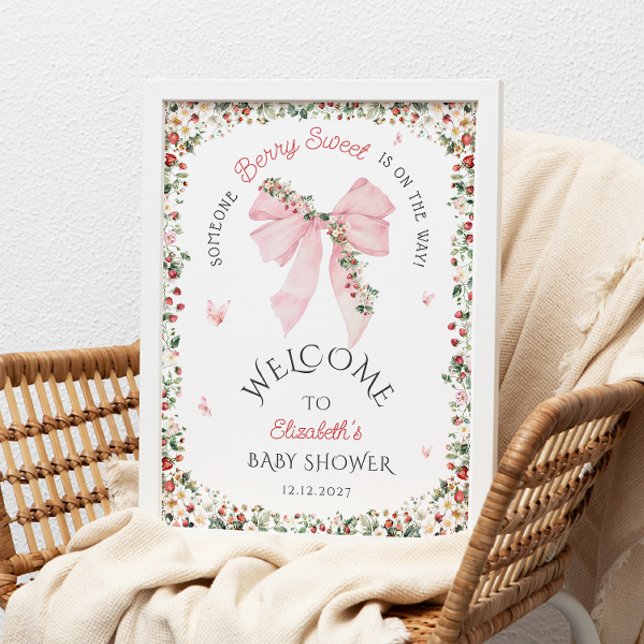 Poster Alguém Berry Sweet Arco Chá de fraldas Bem-vindo (Criador carregado)