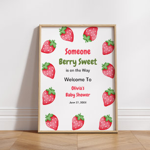 Poster Alguém Berry Sweet Strawberry Chá de fraldas Bem-v