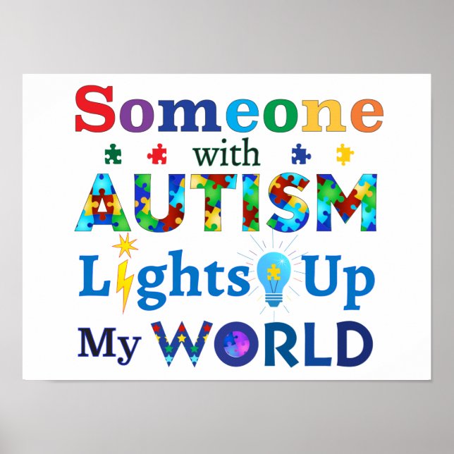 Poster Alguém com AUTISM acende meu mundo (Frente)