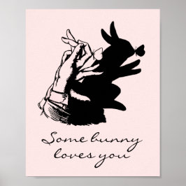 Poster Algum Amor de Coelho Trocadilho Rosa Pastel Com So
