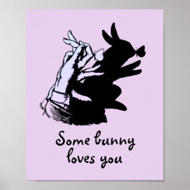 Poster Algum Coelhinho Ama Roxo Com Sombra Preta Vintage