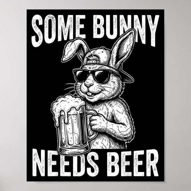 Poster Algum Coelhinho Precisa Beber Cerveja Coelho Prima (Frente)