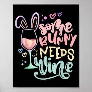 Poster Algum coelho precisa de vinho humor engraçado de p