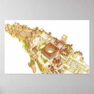 Poster Alhambra Granada Espanha. Castelo e palácios