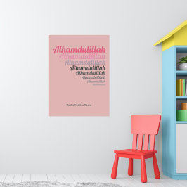 Poster Alhamdulillah Typografia Pink Nursery Personalizad