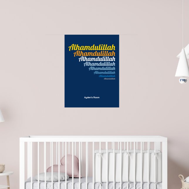 Poster Alhamdulillah Typografia Royal Blue Nursery Person (Berçário 2)