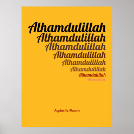 Poster Alhamdulillah Typografia Yellow Nursery Custom