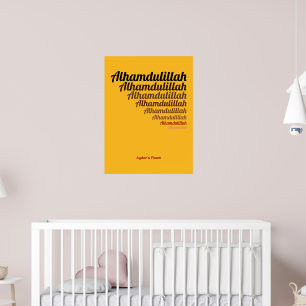 Poster Alhamdulillah Typografia Yellow Nursery Custom