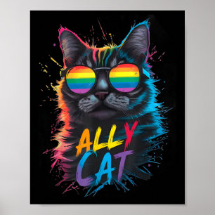 Poster Aliado LGBT Gato Seja Gentil Arco-Íris Gay Engraça