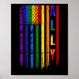 Poster Aliado Lgbt Lgbtq Arco-íris Orgulho Bandeira Ameri