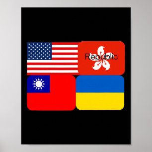Poster Aliança Liberdade EUA Hong Kong República Taiwan U