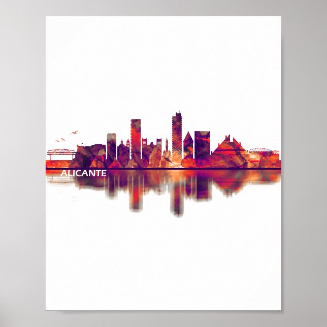 Poster Alicante Espanha Skyline (Frente)