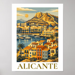Poster Alicante Espanha Viagem Souvenir Minimalista Coste