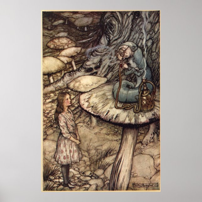 Pôster Alice & a Lagarta por Arthur Rackham (Frente)