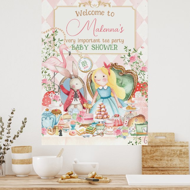 Poster Alice Adventure Woderland Baby Showe (Cozinha)