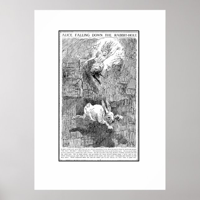Pôster Alice Caindo no Buraco do Coelho (Frente)