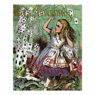 Pôster alice cards maravilderland hatrabbit