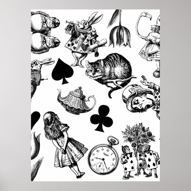 Poster Alice Coelho Branco País das Maravilhas Clássico (Frente)
