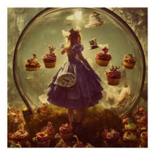 Pôster Alice e Cupcakes Steampunk