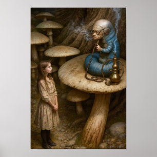 Poster Alice E Lagarta Que Fuma Narguilé