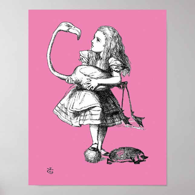 Poster Alice e o Flamingo ( cor-de-rosa) (Frente)