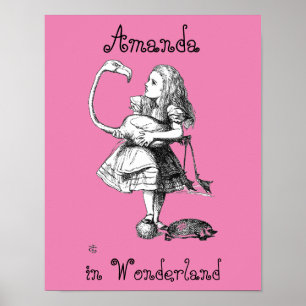 Poster Alice e o Flamingo ( cor-de-rosa)