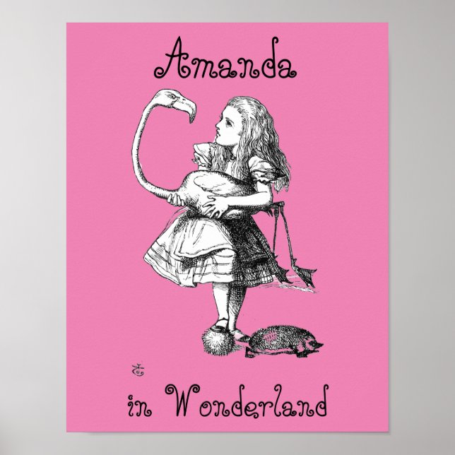 Poster Alice e o Flamingo ( cor-de-rosa) (Frente)