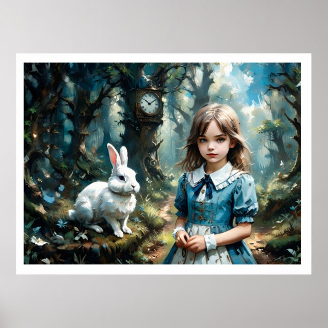 Poster Alice in the Wonderland and the White Rabbit (Frente)
