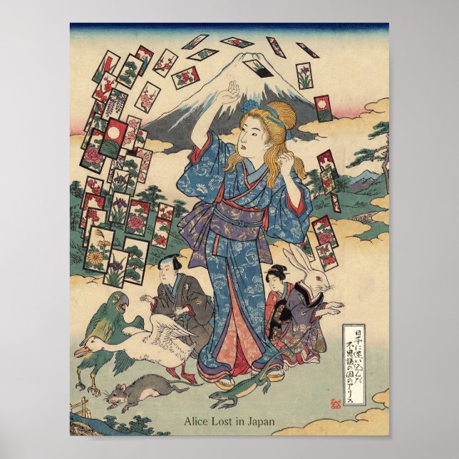 Poster Alice Lost in Japan | Ukiyo-e Floating Wonderland (Frente)
