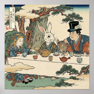 Poster Alice Lost in Japan | Ukiyo-e Mad Tea Party
