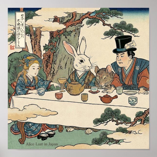 Poster Alice Lost in Japan | Ukiyo-e Mad Tea Party (Frente)