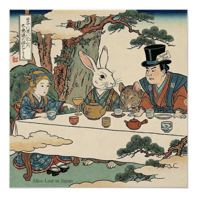 Pôster Alice Lost in Japan | Ukiyo-e Mad Tea Party (Frente)