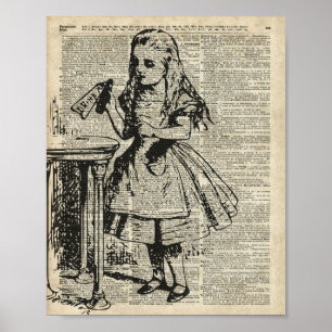 Poster Alice no estêncil do vintage do país das