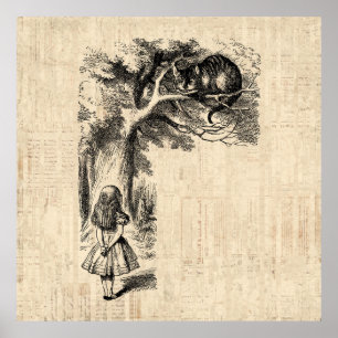 Poster Alice no País das Maravilhas Alice e o Gato Cheshi