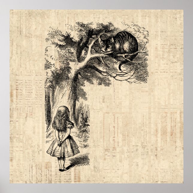 Poster Alice no País das Maravilhas Alice e o Gato Cheshi (Frente)