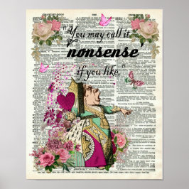 Poster Alice no País das Maravilhas da Arte Dicionária Re