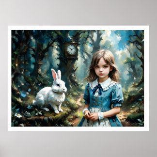 Poster Alice no País das Maravilhas e o Coelho Branco
