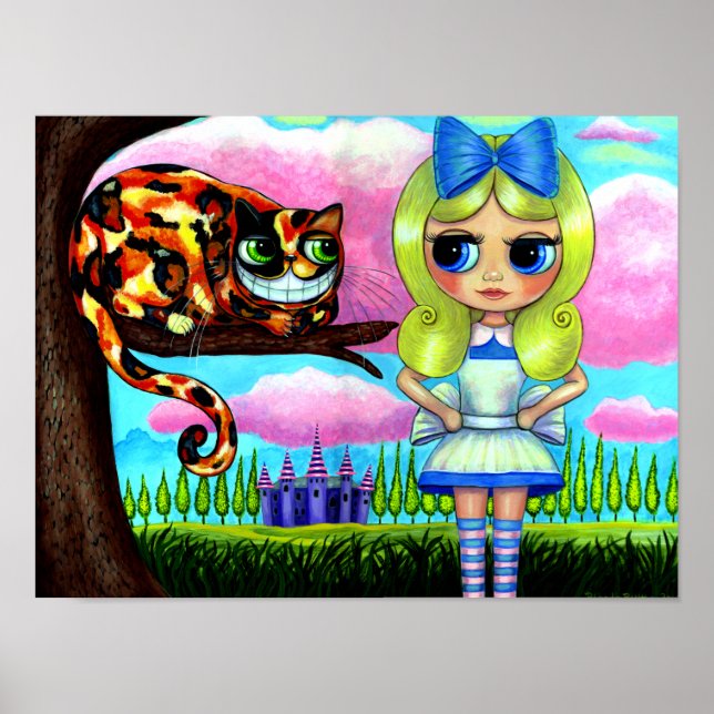 Poster Alice no País das Maravilhas e o Gato de Cheshire  (Frente)