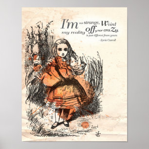 Pôster Alice no país das maravilhas "eu não sou estranh