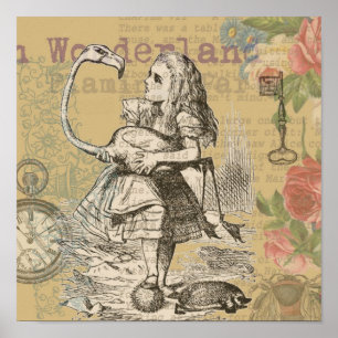 Poster Alice no País das Maravilhas Flamingo Clássico