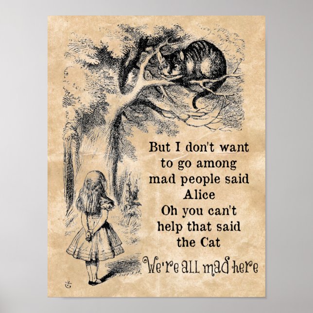 Poster Alice no País das Maravilhas; Gato de Cheshire com (Frente)