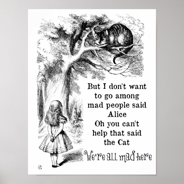 Poster Alice no País das Maravilhas; Gato de Cheshire com (Frente)