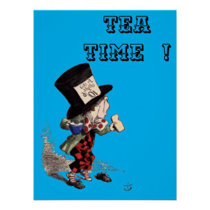 Pôster Alice no País das Maravilhas - Mad Hatter - azul-c