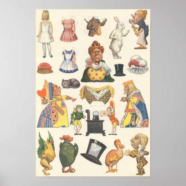 Pôster Alice no País das Maravilhas, Vintage - Boneca de  (Frente)