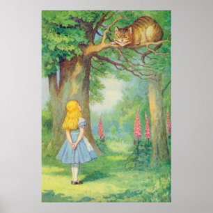 Pôster Alice & o Gato de Cheshire Colorido