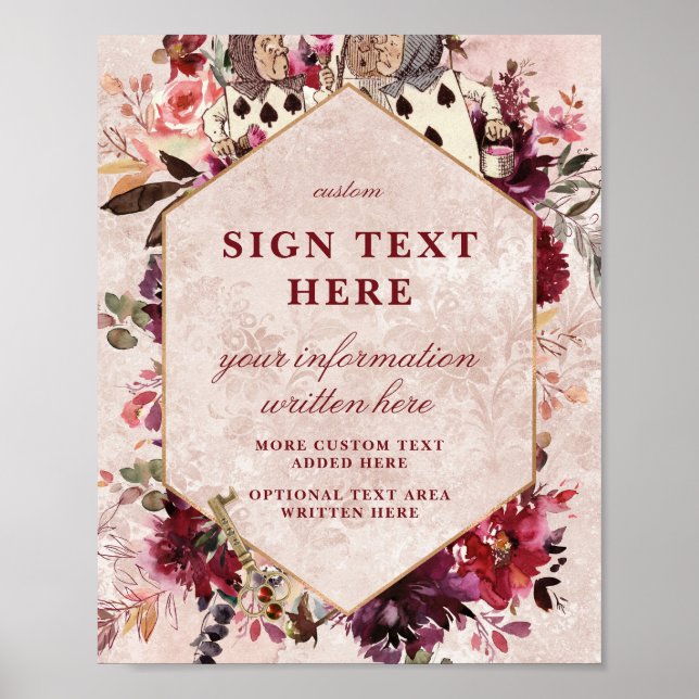 Poster Alice Personalizada no Sinal de Casamento Elegante (Frente)