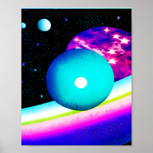 Poster Alien nature earth digital pink blue universe